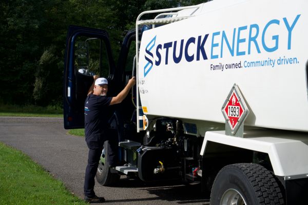 Stuck Energy heating oil delivery truck and driver