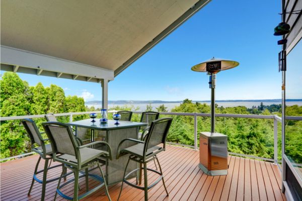 outdoor deck with patio heater