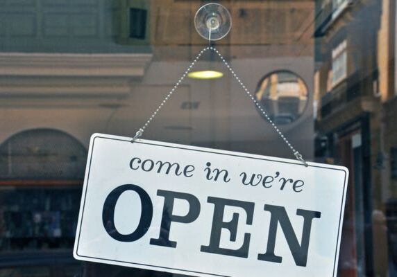 OPEN sign in a business establishment